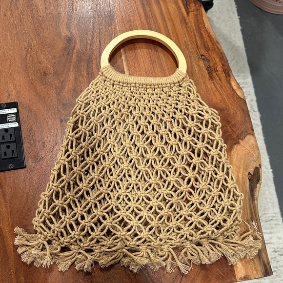Windsor Handbags - Handcrafted Tan Macrame Tote Bag